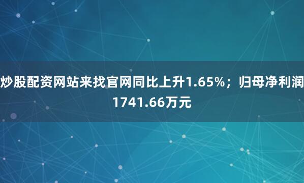 炒股配资网站来找官网同比上升1.65%；归母净利润1741.66万元