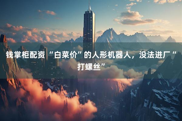钱掌柜配资 “白菜价”的人形机器人，没法进厂“打螺丝”